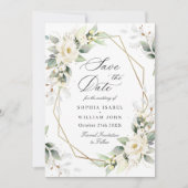 Elegante pastel witte rozen eucalyptus bruiloft save the date (Voorkant)