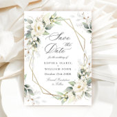 Elegante pastel witte rozen eucalyptus bruiloft save the date