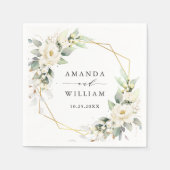 Elegante pastel witte rozen eucalyptus bruiloft servet (Voorkant)