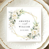 Elegante pastel witte rozen eucalyptus bruiloft servet