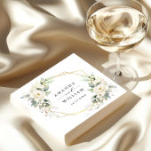 Elegante pastel witte rozen eucalyptus bruiloft servet