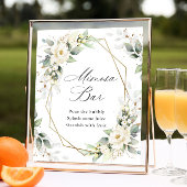 Elegante Pastel Witte Rozen Eucalyptus Mimosa Bar Poster