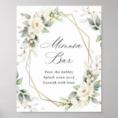 Elegante Pastel Witte Rozen Eucalyptus Mimosa Bar Poster (Voorkant)