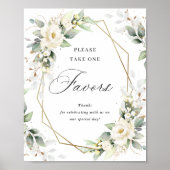 Elegante Pastel Witte Rozen Favorieten Bruiloft Poster (Voorkant)