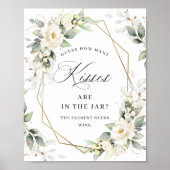 Elegante pastel witte rozen hoeveel kussen poster (Voorkant)
