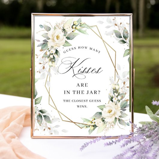 Elegante pastel witte rozen hoeveel kussen poster