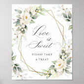 Elegante pastel witte rozen liefde is zoet poster (Voorkant)