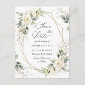 Elegante Pastel Witte Rozen Trouwen Save the Date Briefkaart (Voorkant)