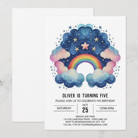 Elegante pastel wolken verjaardag kaart (Voorkant / Achterkant)