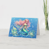 Elegante Pastel Zeemeermin & Zee Schildpadden Note Feestdagen Kaart (Achterkant)