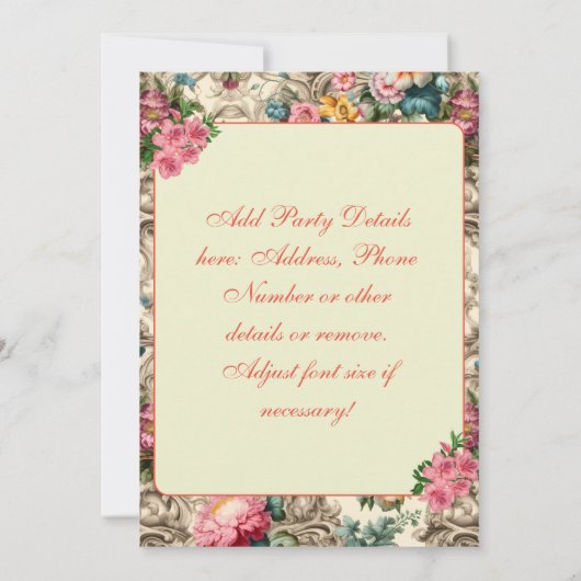Elegante pastel zomer bloemenuitnodiging Sjabloon Kaart (Achterkant)