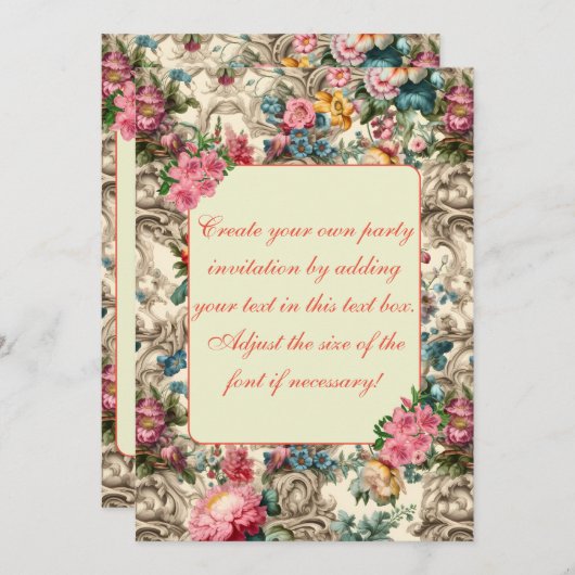 Elegante pastel zomer bloemenuitnodiging Sjabloon Kaart (Voorkant / Achterkant)