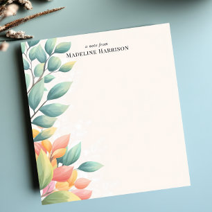 Elegante Pastelbladeren Botanische Gepersonaliseer Notitieblok