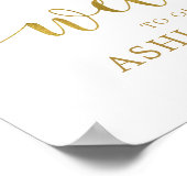 Elegante Pastelblauwe Bloemige Trouwbegroeting Poster (Hoek)