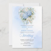 Elegante Pastelblauwe Hortensia Huwelijksuitnodigi Kaart (Voorkant)