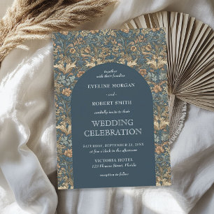 Elegante pastelblauwe ivoren bloemen Art Nouveau Kaart