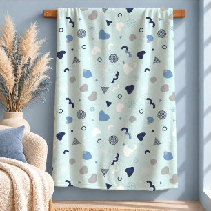 Elegante Pastelblauwe Memphis Vloerbedekking Kunst Sherpa Deken