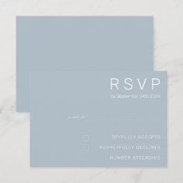 Elegante Pastelblauwe Minimale Moderne Trouw-RSVP  Kaart