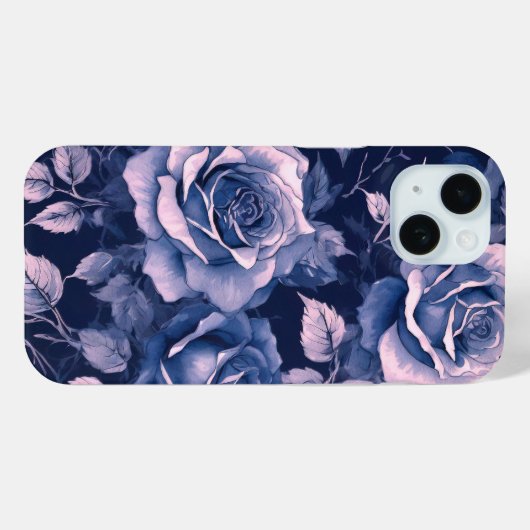 Elegante  pastelblauwe Paarse Rozen Case-Mate iPhone Case (Achterkant (horizontaal))
