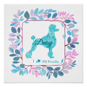 Elegante Pastelblauwe Poodle Poster Gepersonalis