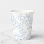 elegante pastelblauwe strikontwerp Doop Papieren Bekers (Achterkant)