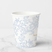 elegante pastelblauwe strikontwerp Doop Papieren Bekers (Voorkant)