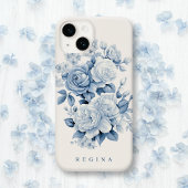Elegante pastelblauwe Waterverf Rozen gepersonalis Case-Mate iPhone Case