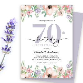 Elegante pastelbloem 70ste verjaardagsfeest kaart