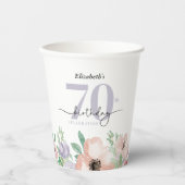 Elegante pastelbloem 70ste verjaardagsfeest papieren bekers (Voorkant)