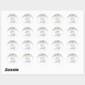 Elegante pastelbloem 70ste verjaardagsfeest ronde sticker (Vel)