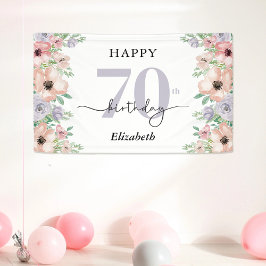 Elegante pastelbloem 70ste verjaardagsfeest spandoek