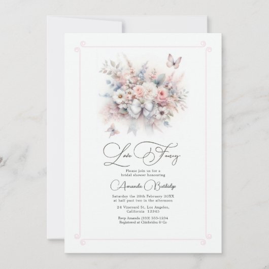 Elegante pastelbloem boog liefde Fancy Vrijgezelle Kaart (Voorkant)