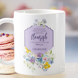 Elegante pastelbloem Schriftvers gepersonaliseerd Koffiemok