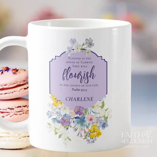 Elegante pastelbloem Schriftvers gepersonaliseerd Koffiemok