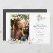 Elegante pastelbloem viering van het leven begrafe bedankkaart (Voorkant / Achterkant)