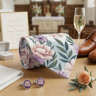 Elegante Pastelbloemen  Stropdas