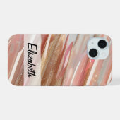 Elegante Pastelglitter Roze Blauw Goud Zilver iPhone 15 Case (Achterkant horizontaal)