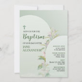 Elegante Pastelgroene Bloemendoop Kaart (Voorkant)