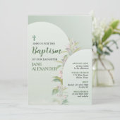 Elegante Pastelgroene Bloemendoop Kaart (Staand voorkant)
