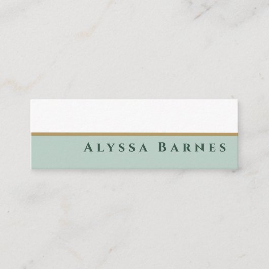 Elegante pastelgroene gouden consultant mini visitekaartje (Voorkant)