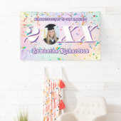 Elegante pastelklasse van 2025 Confetti Naam Foto Spandoek (Insitu)
