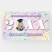 Elegante pastelklasse van 2025 Confetti Naam Foto Spandoek (Horizontaal)