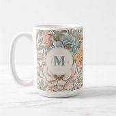 Elegante pastelkleuren  bloemmonogram koffiemok (Links)