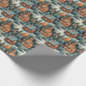 Elegante pastelkleuren kersthuizen in het bos cadeaupapier (Hoek)