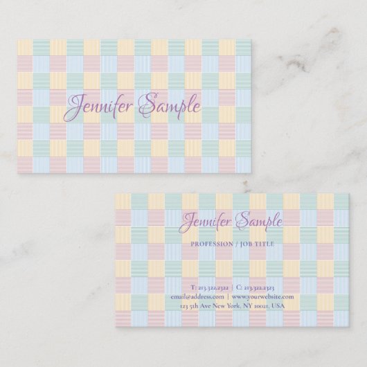 Elegante pastelkleuren Modern Simple Trend Sjabloo Visitekaartje (Voorkant / Achterkant)