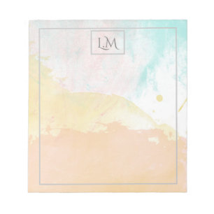 Elegante Pastelkleurige Aquarel Monogram Notitieblok