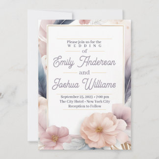 Elegante Pastelkleurige Bloemen Bruiloftsinvatieka Kaart