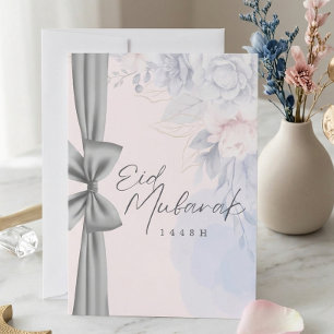 Elegante Pastelkleurige Bloemige Eid Feest Uitnodi Kaart