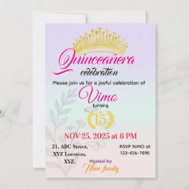 Elegante Pastelkleurige Bloemige Quinceañera Uitno Kaart