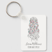 Elegante Pastelkleurige Bruid met Golvend Haar Blo Sleutelhanger (Voorkant)